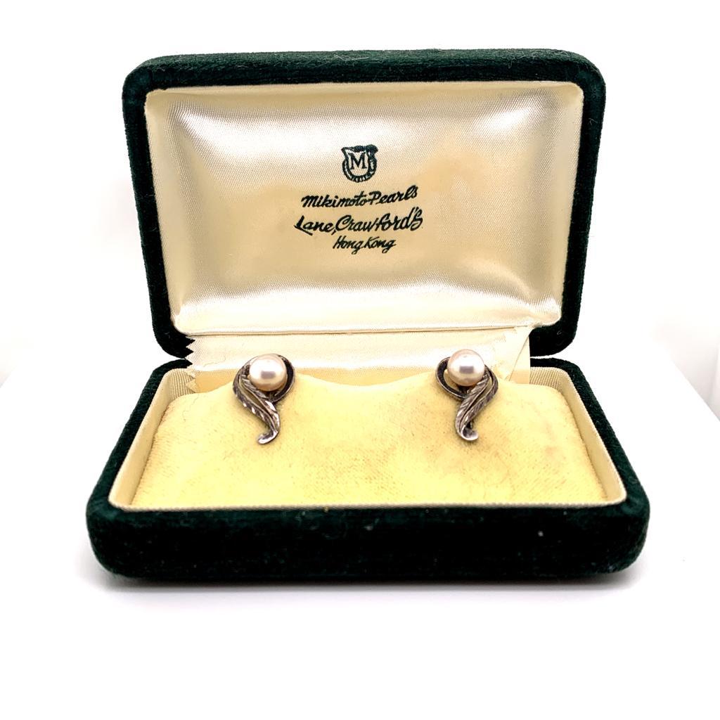 Sterling Silver Earrings With Pearls by Mikimoto 1.73 Grams 6.5 mm M134 2