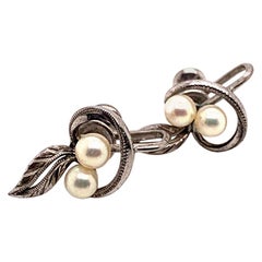 Sterling Silver Earrings With Pearls by Mikimoto 2.25 Grams 4 mm M131