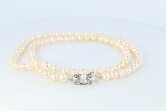 MIKIMOTO Sterlingsilber Perlenkette. 6mm Blister Perlen Halskette Mikimoto