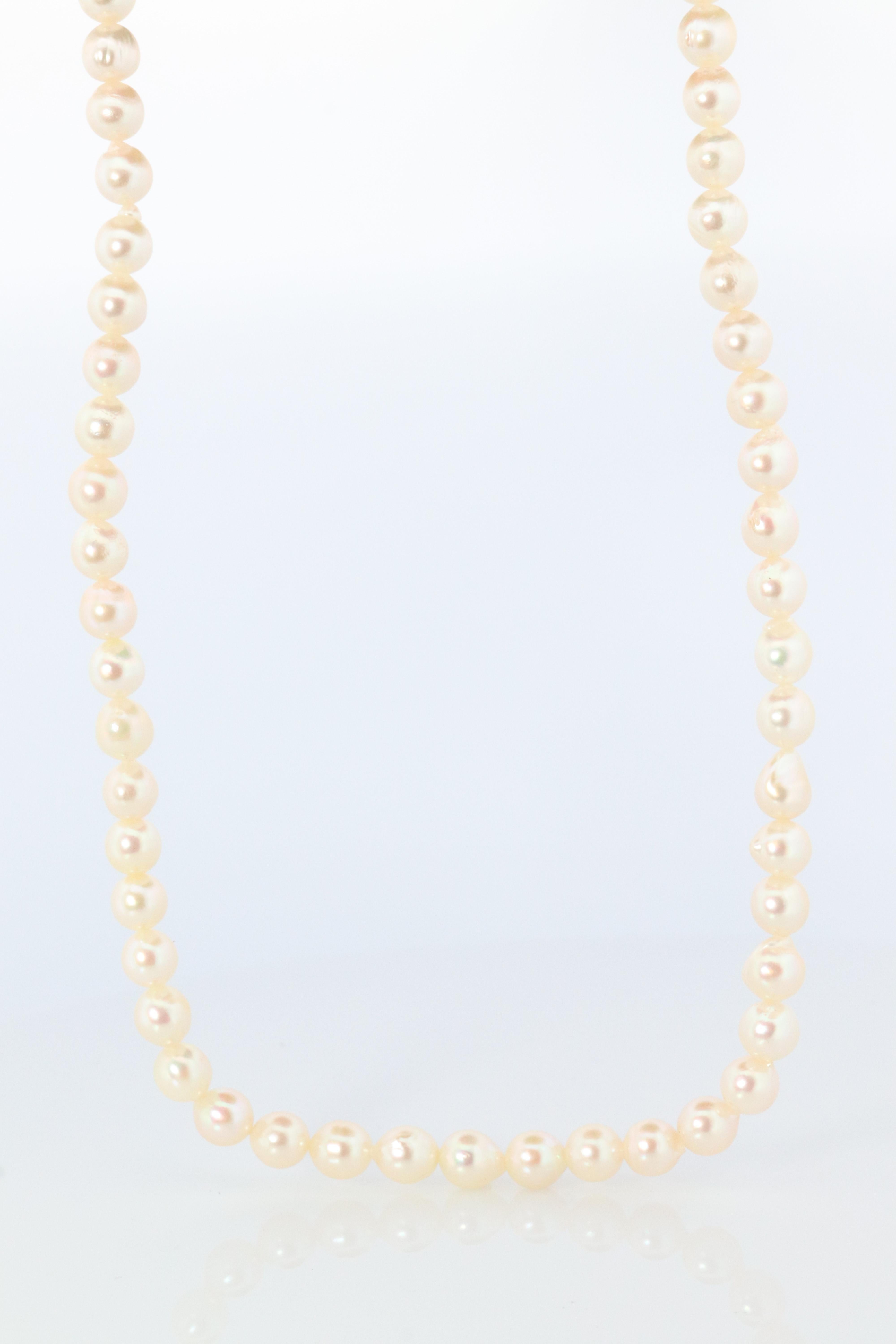 Round Cut MIKIMOTO Sterling Silver Pearl Necklace. 6mm Blister Pearls Necklace Mikimoto