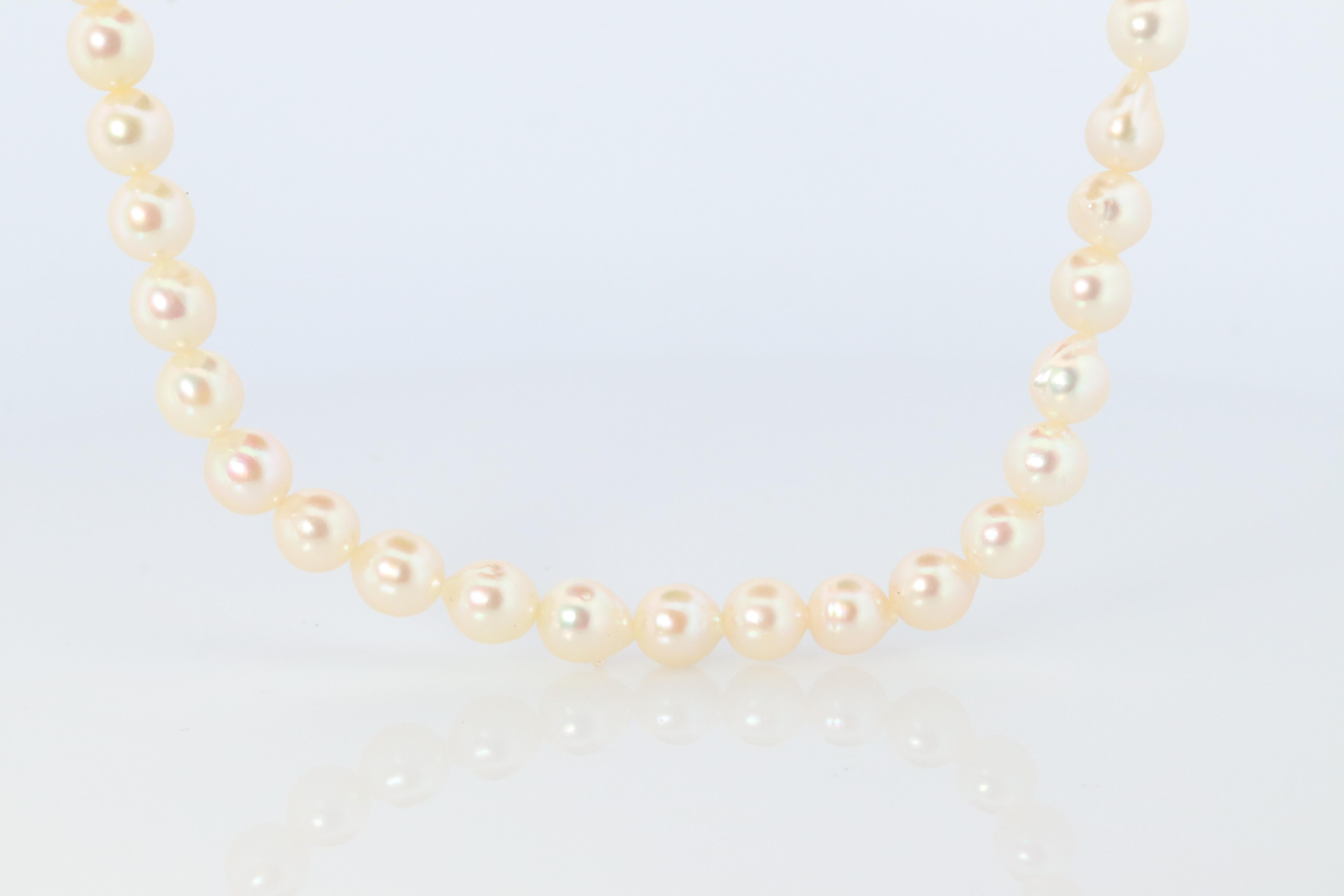 Women's MIKIMOTO Sterling Silver Pearl Necklace. 6mm Blister Pearls Necklace Mikimoto