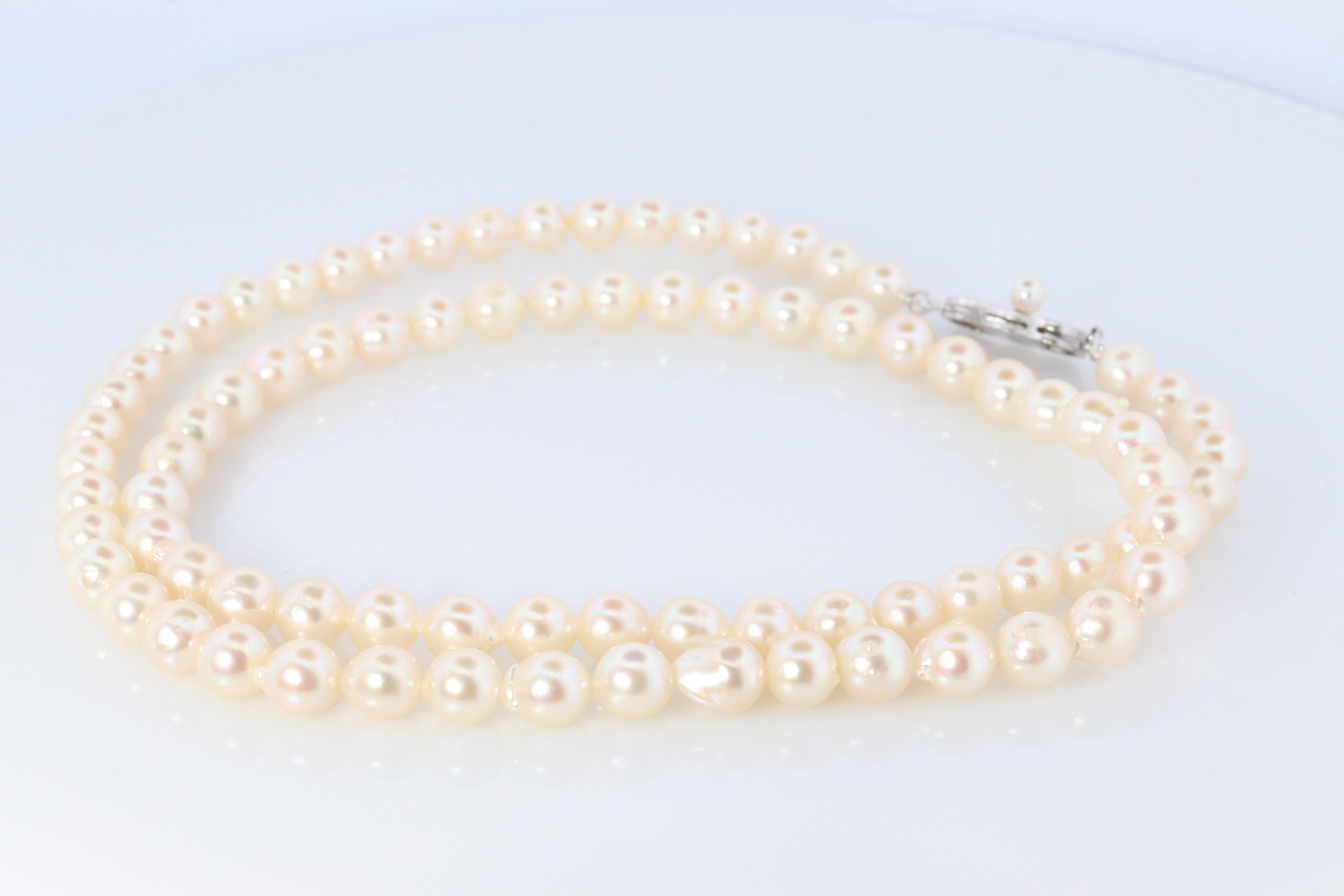 MIKIMOTO Sterling Silver Pearl Necklace. 6mm Blister Pearls Necklace Mikimoto 1