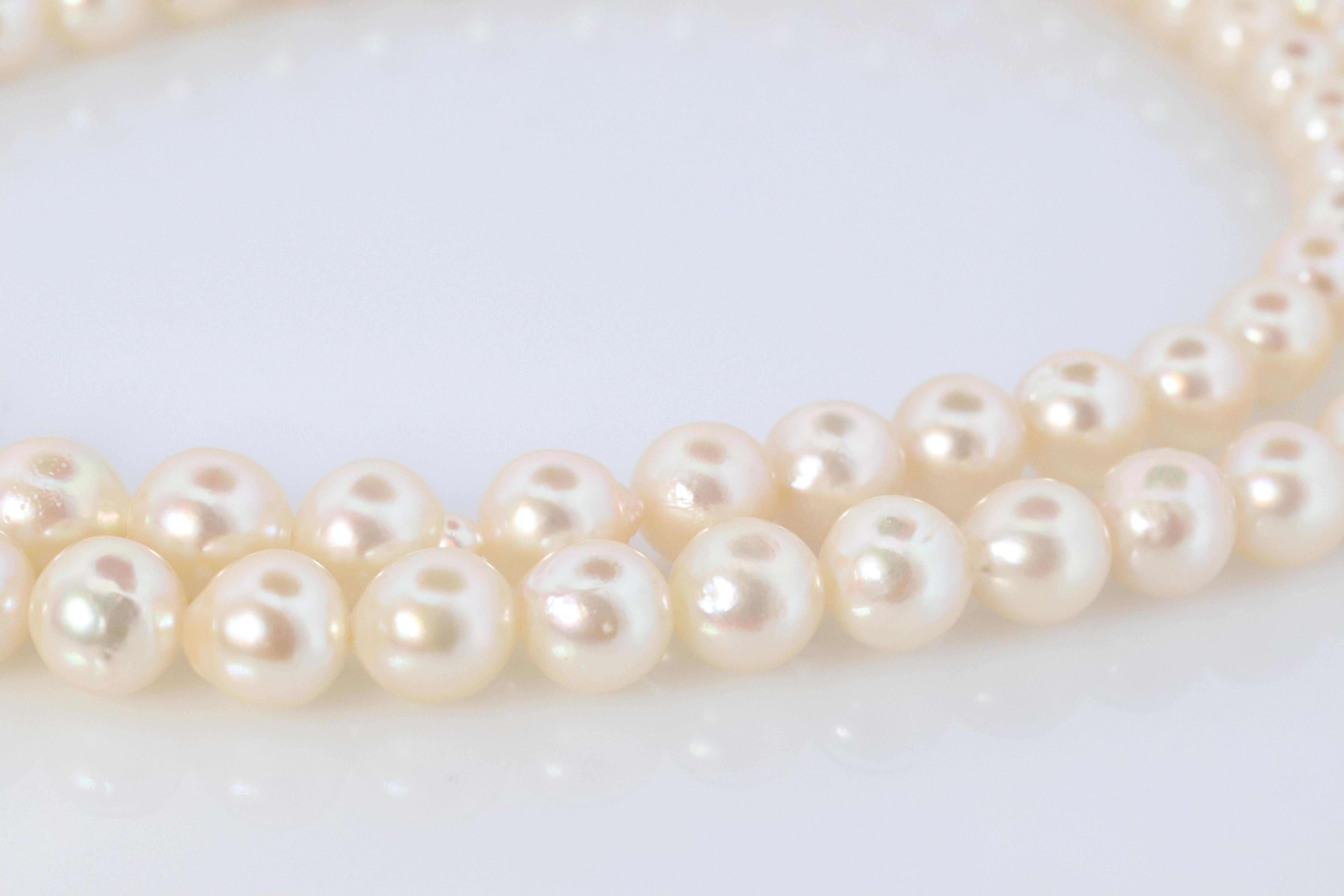 MIKIMOTO Sterling Silver Pearl Necklace. 6mm Blister Pearls Necklace Mikimoto 2