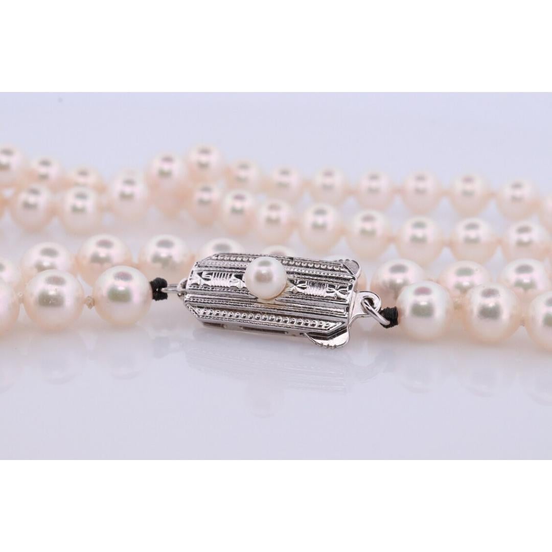 MIKIMOTO Sterlingsilber Perlenkette. 6 mm Perlen 20 Zoll Halskette. Echtes 1