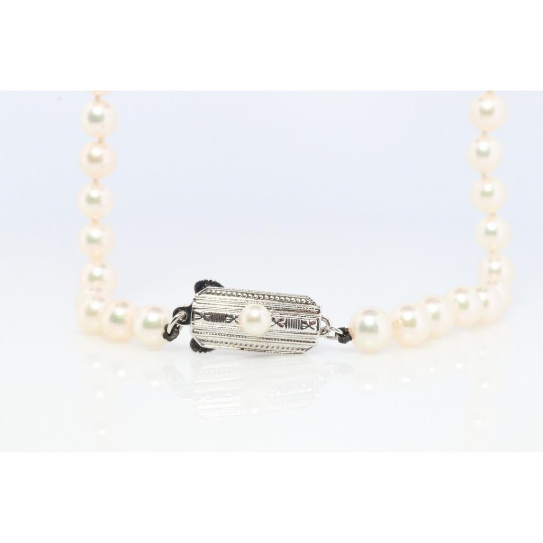 MIKIMOTO Sterlingsilber Perlenkette. 6 mm Perlen 20 Zoll Halskette. Echtes 2