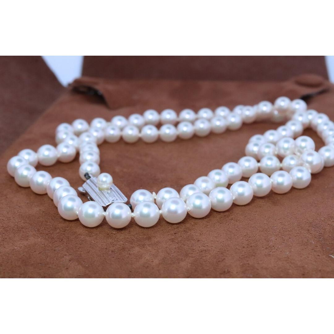 MIKIMOTO Sterlingsilber Perlenkette. 6 mm Perlen 20 Zoll Halskette. Echtes 3