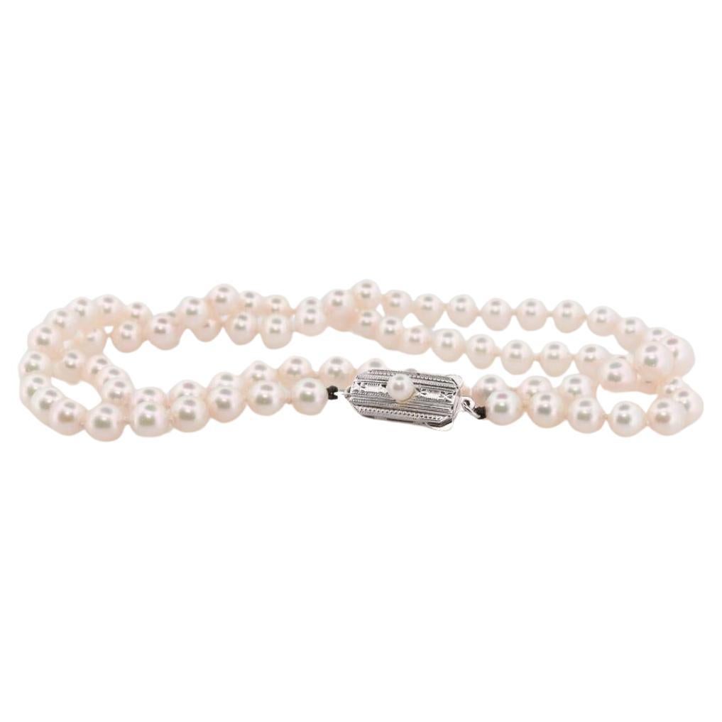 MIKIMOTO Sterlingsilber Perlenkette. 6 mm Perlen 20 Zoll Halskette. Echtes