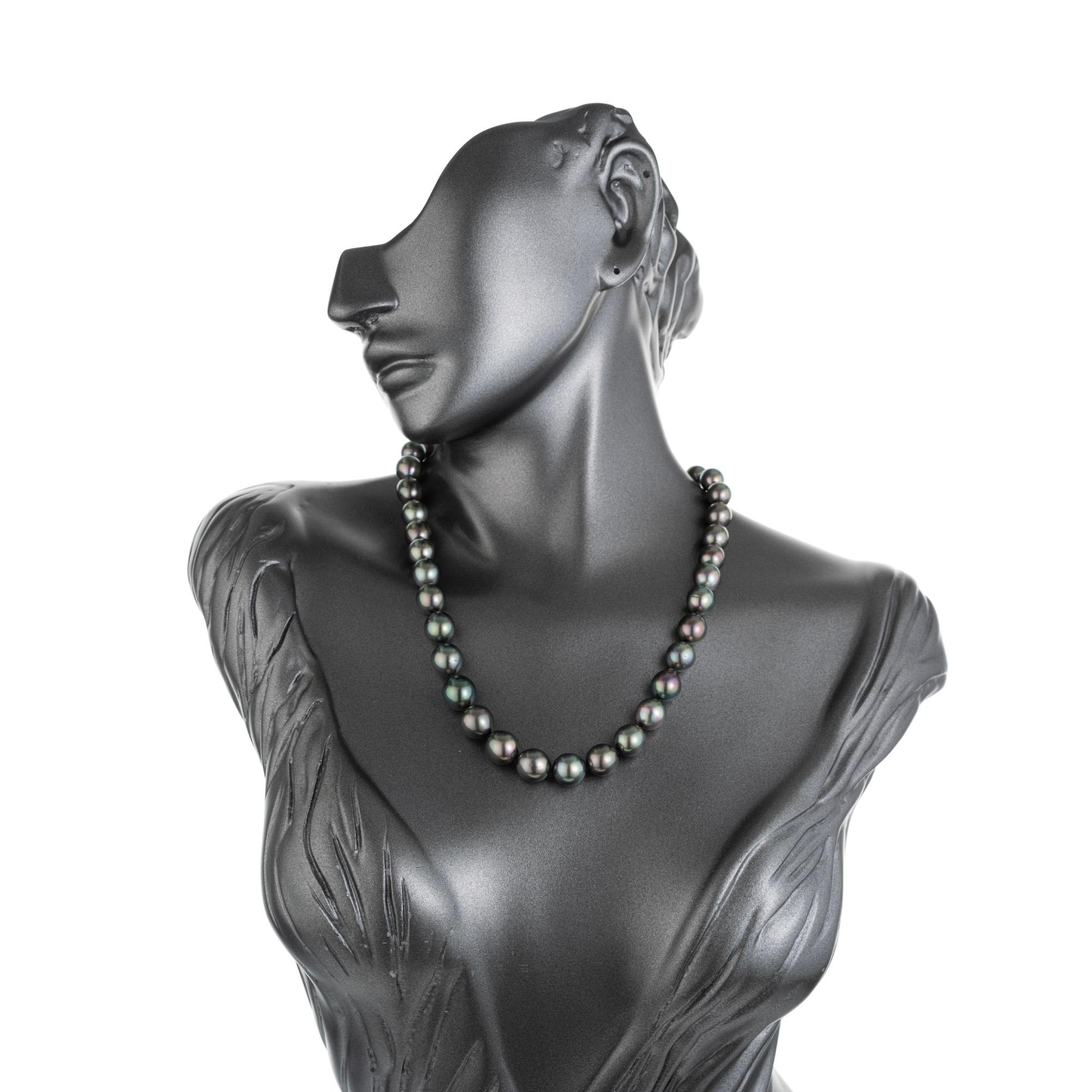 Women's Mikimoto Tahitian Black South Sea Pearl Gold Necklace For Sale