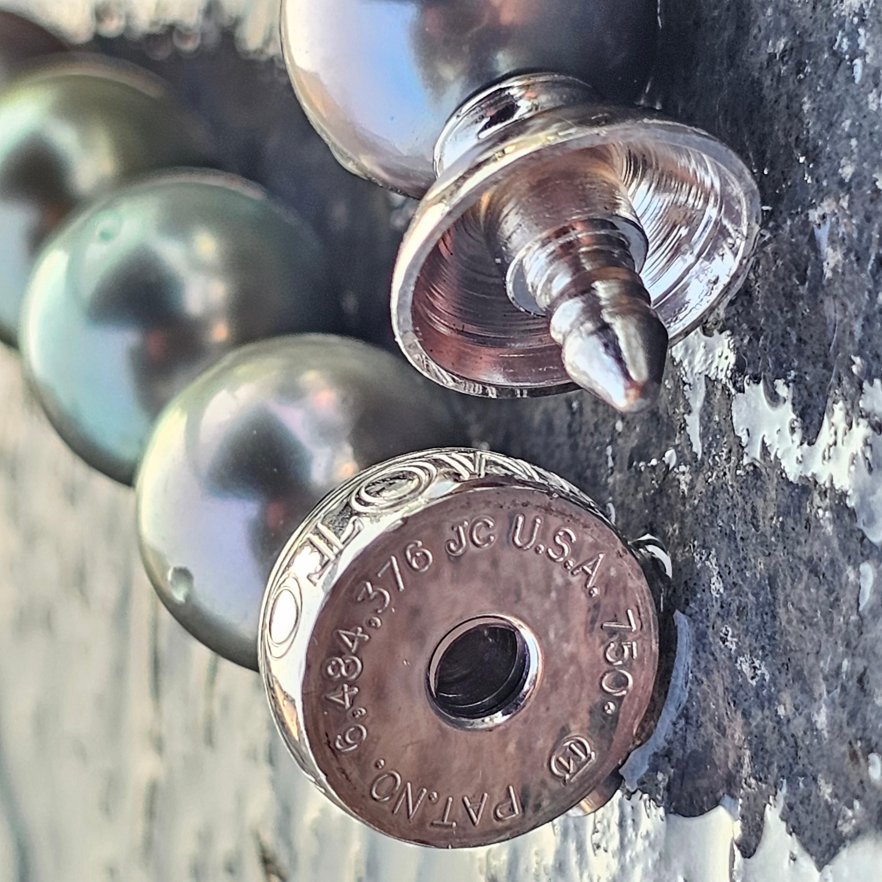Mikimoto Tahitian Pearl Strand Necklace 11.5 to 12mm 18k White Gold Diamond For Sale 1