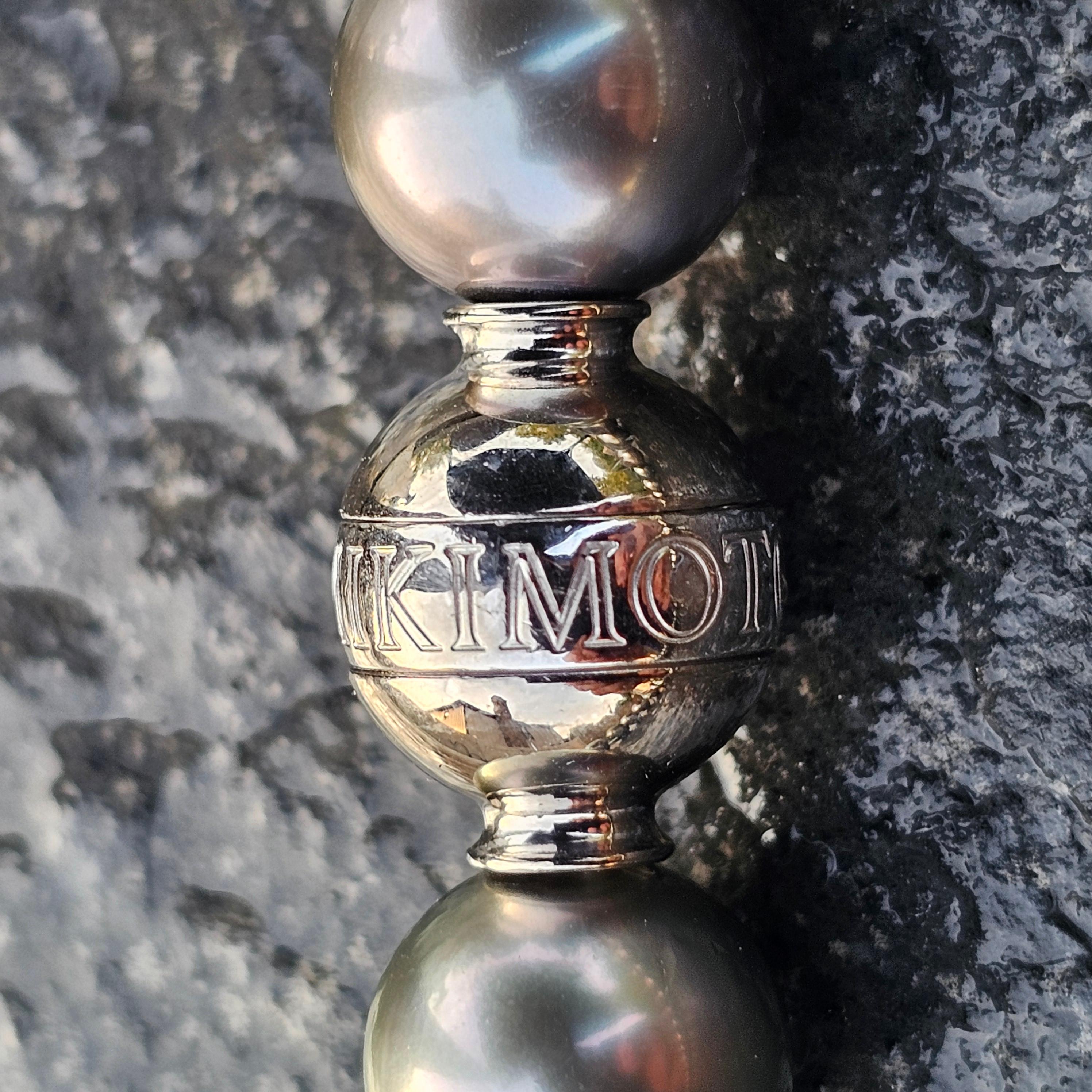 Mikimoto Tahitian Pearl Strand Necklace 11.5 to 12mm 18k White Gold Diamond For Sale 2