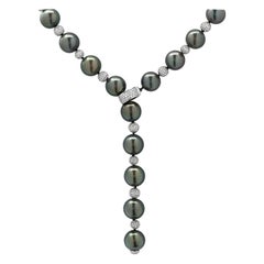 Mikimoto Tahitian South Sea Pearl and Diamond Lariat Necklace