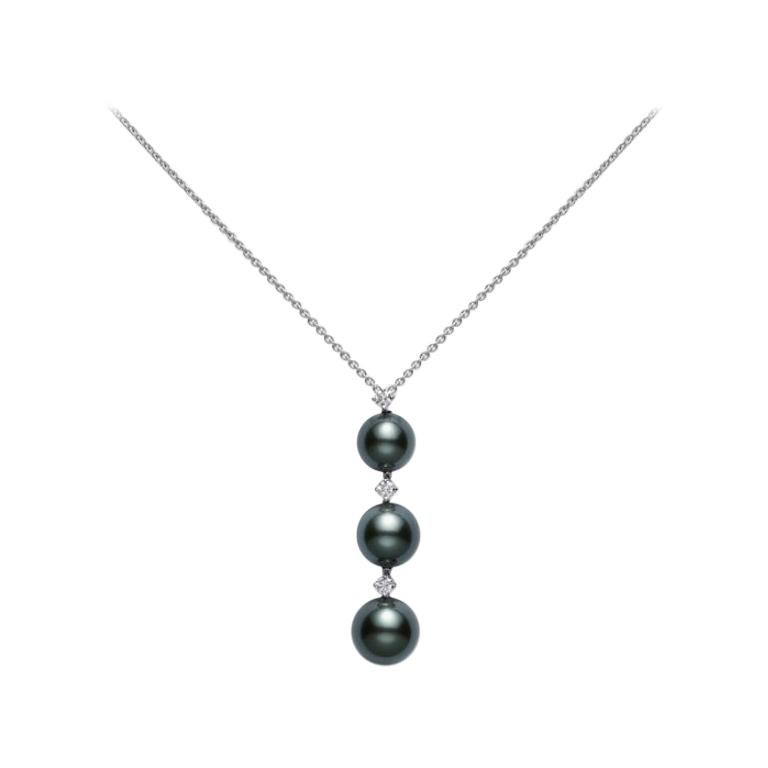 Mikimoto Three Pearl Drop Black South 