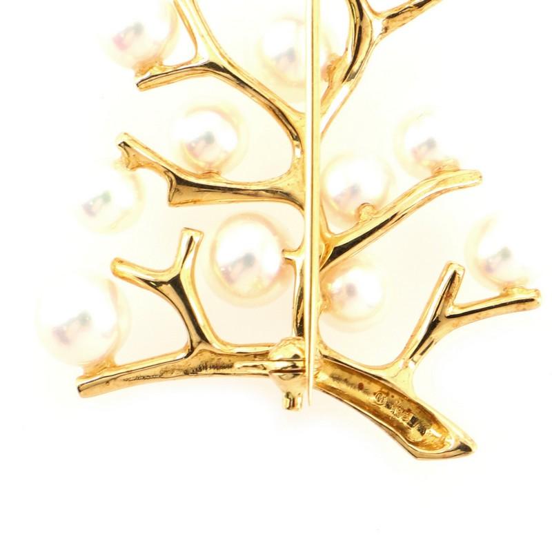 Mikimoto Tree Brooch 18K Yellow Gold and Cultured Pearls 1