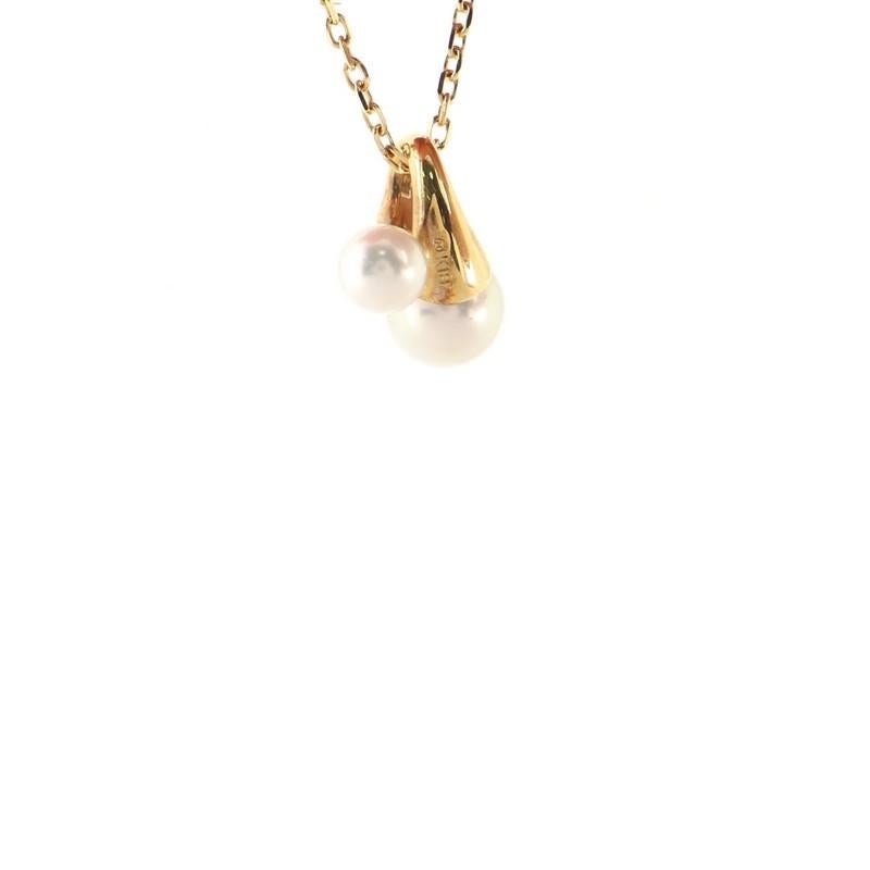 Women's Mikimoto Twist Motif Pendant Necklace 18k Yellow Gold and Pearls