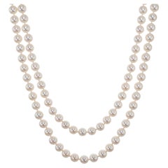 Mikimoto Vintage AAA Japanese Akoya Pearl Yellow Gold Necklace
