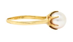 Mikimoto Vintage Zuchtperle 14 Karat Gold Solitär Ring