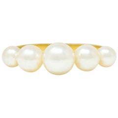Mikimoto Vintage Cultured Pearl 18 Karat Gold Band Ring
