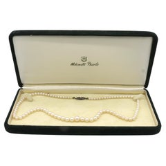 Mikimoto Retro Cultured Pearl Graduated Necklace Sterling Silver Clasp