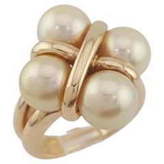 Mikimoto Vintage Golden Pearl 18k Yellow Gold Statement Ring