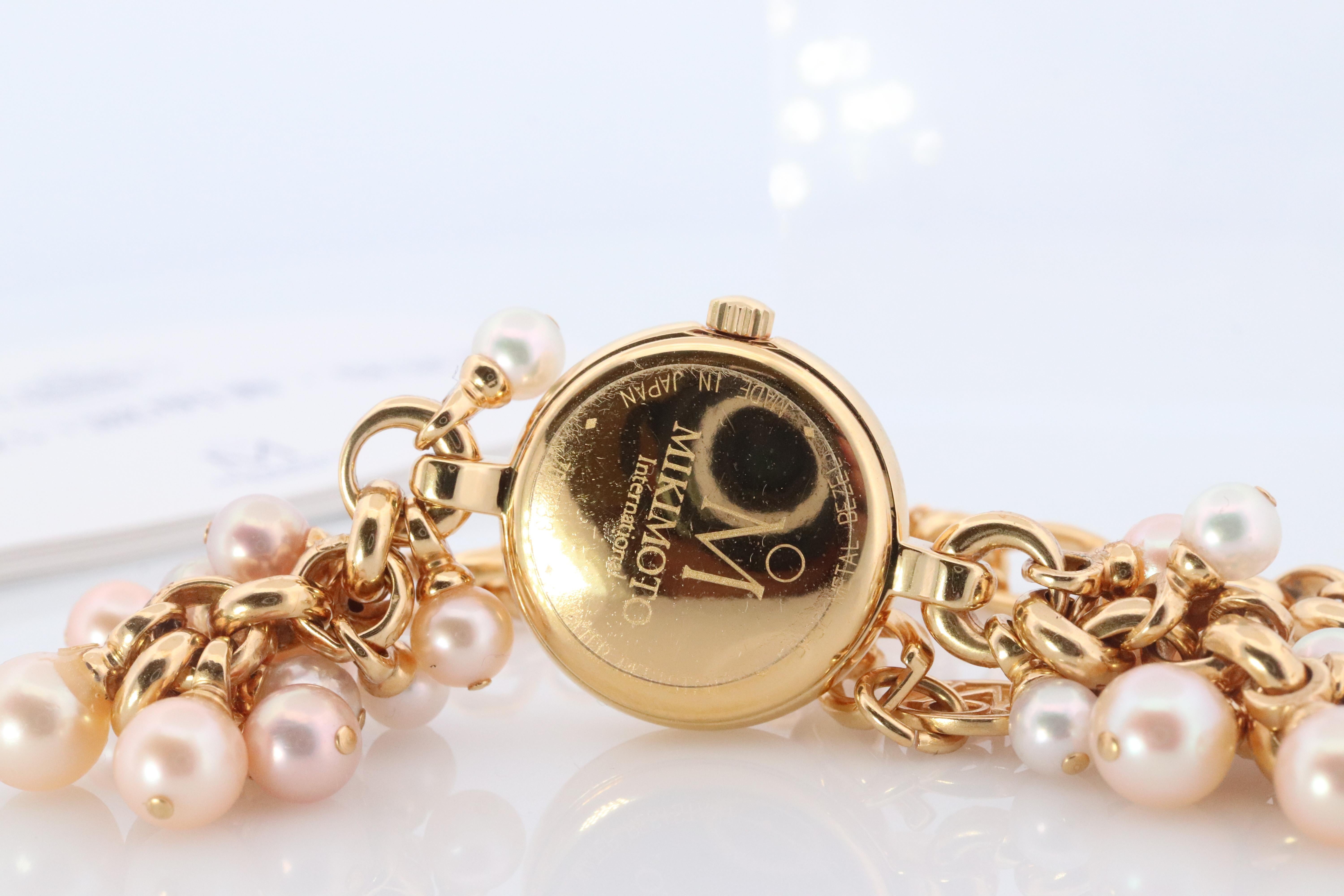 Mikimoto Watch. Mikimoto Pearl Dangle Bracelet Ladies Watch. Dial 2