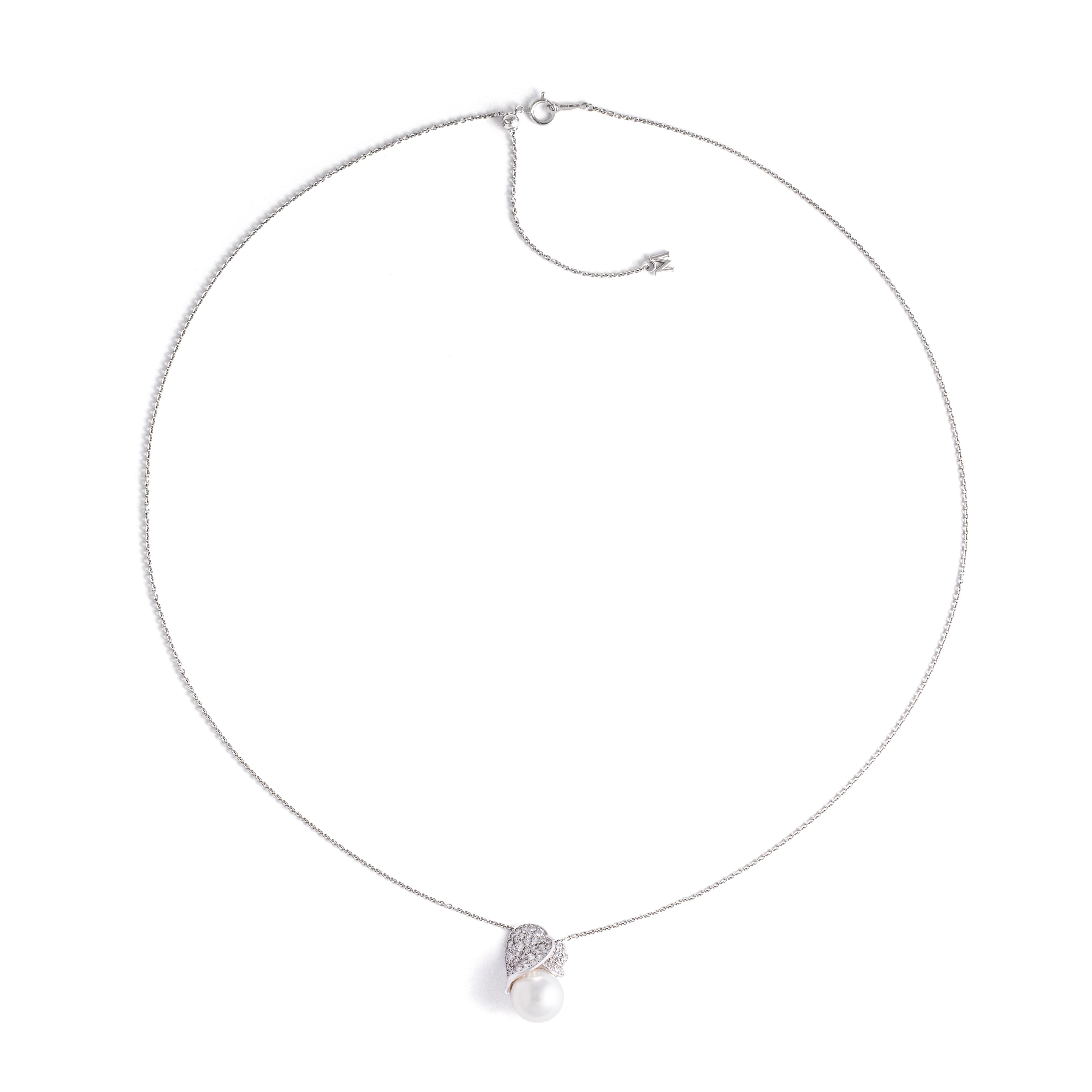 Mikimoto Pendentif en or blanc 18 carats avec perles de culture des mers du Sud Unisexe en vente