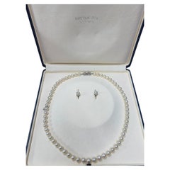 Mikimoto, White Gold and Cultured Pearl Necklace and Earring Set