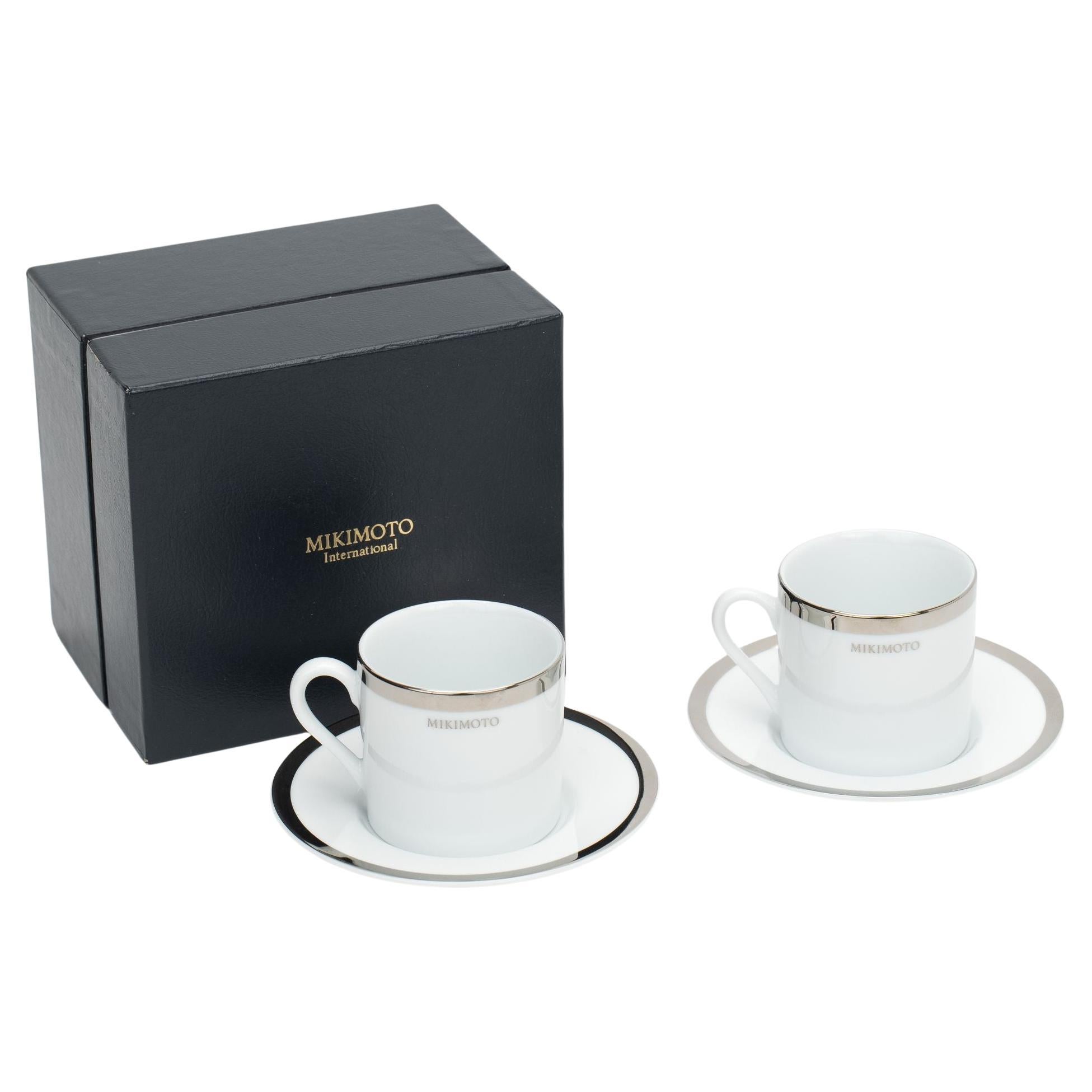 Mikimoto White Platinum Espresso Cups For Sale