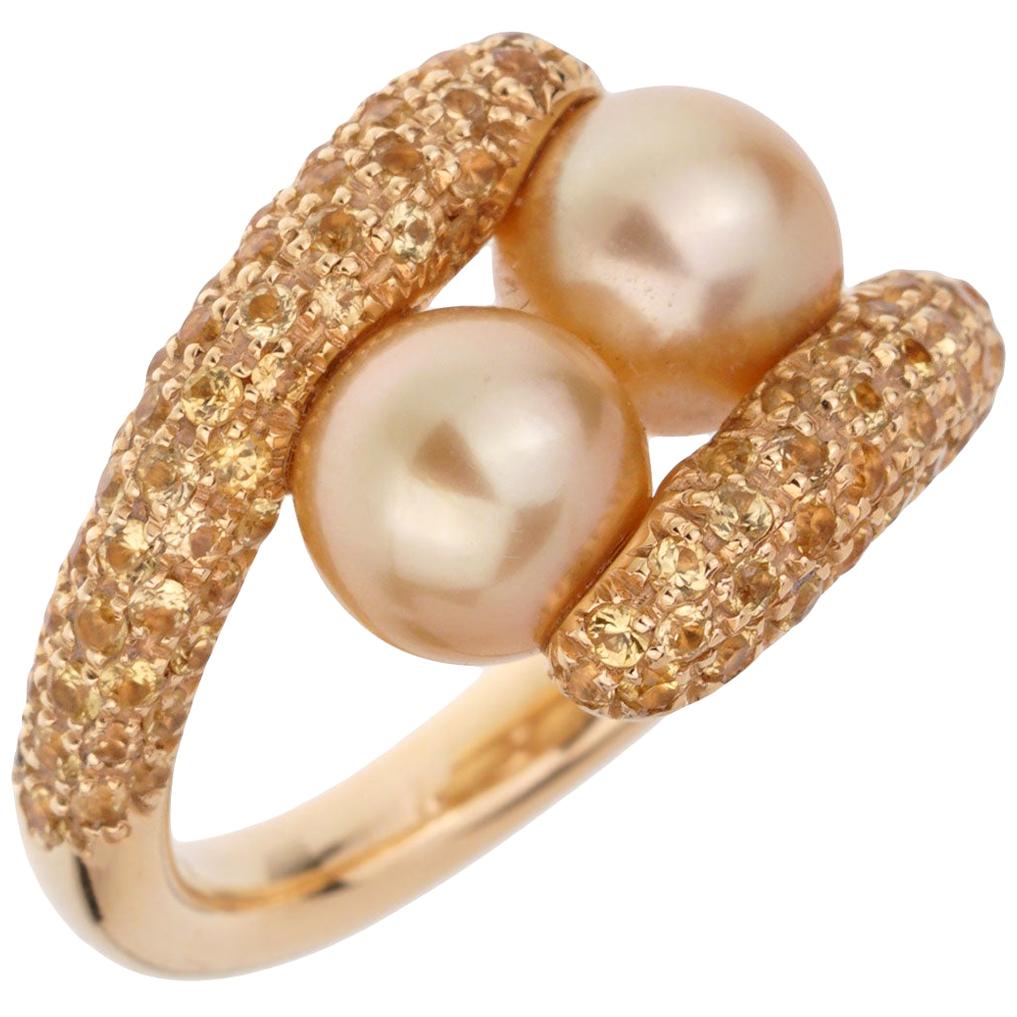 Mikimoto Yellow Sapphire Pearl Yellow Gold Ring