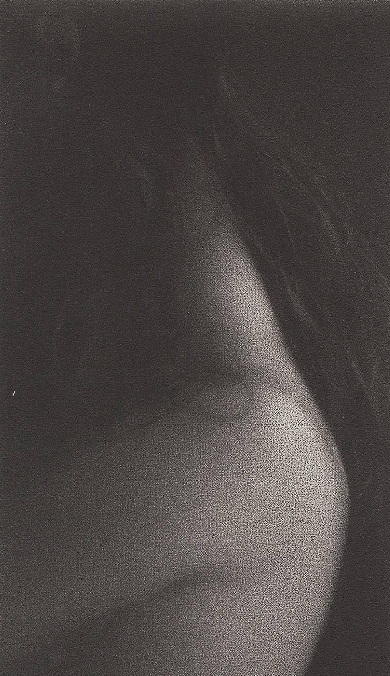 Confident (profile of nude young woman with wisps of hair on her neck) - Print by Mikio Watanabe