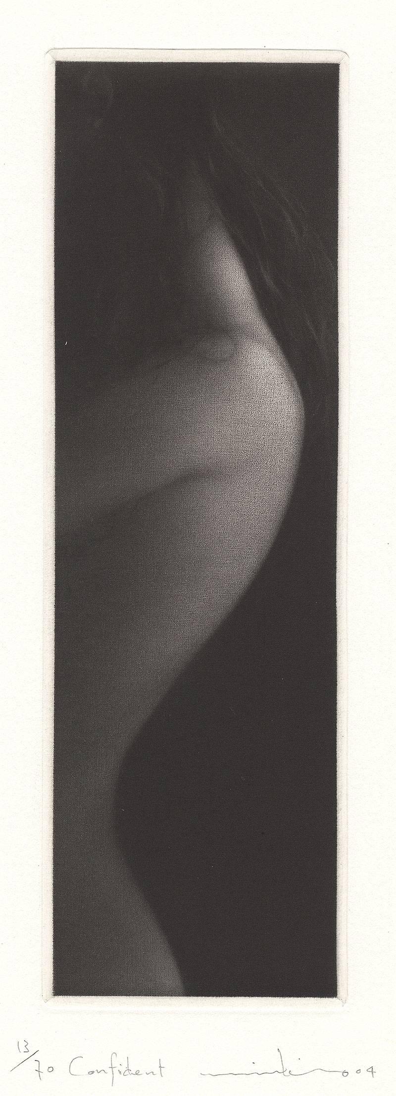 Mikio Watanabe Figurative Print - Confident (profile of nude young woman with wisps of hair on her neck)