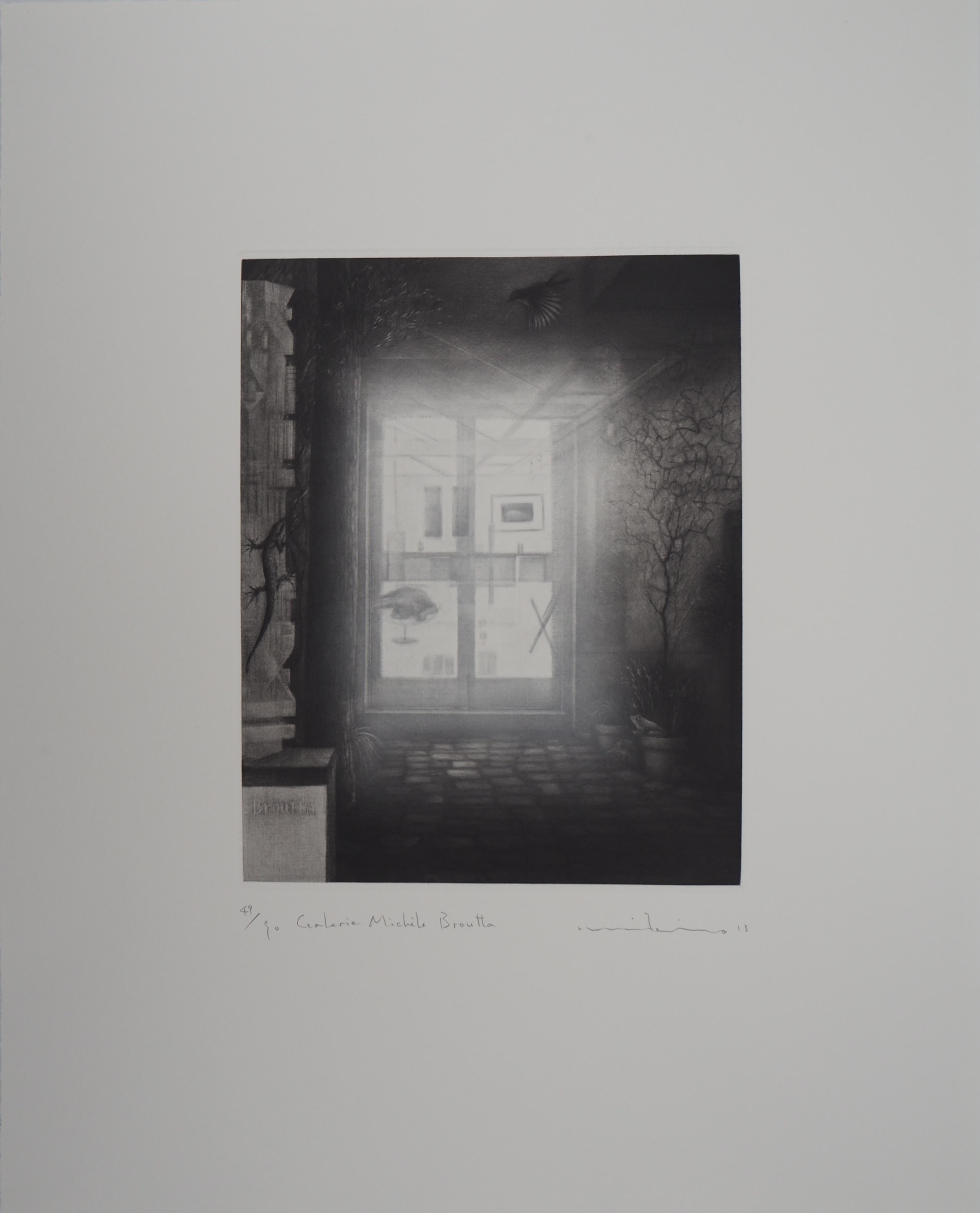 Mikio Watanabe Interior Print – Eingang der Galerie – Original handsignierte Radierung / 90ex