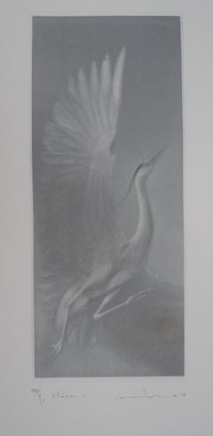 Heron - Eau-forte originale signée à la main / 90ex