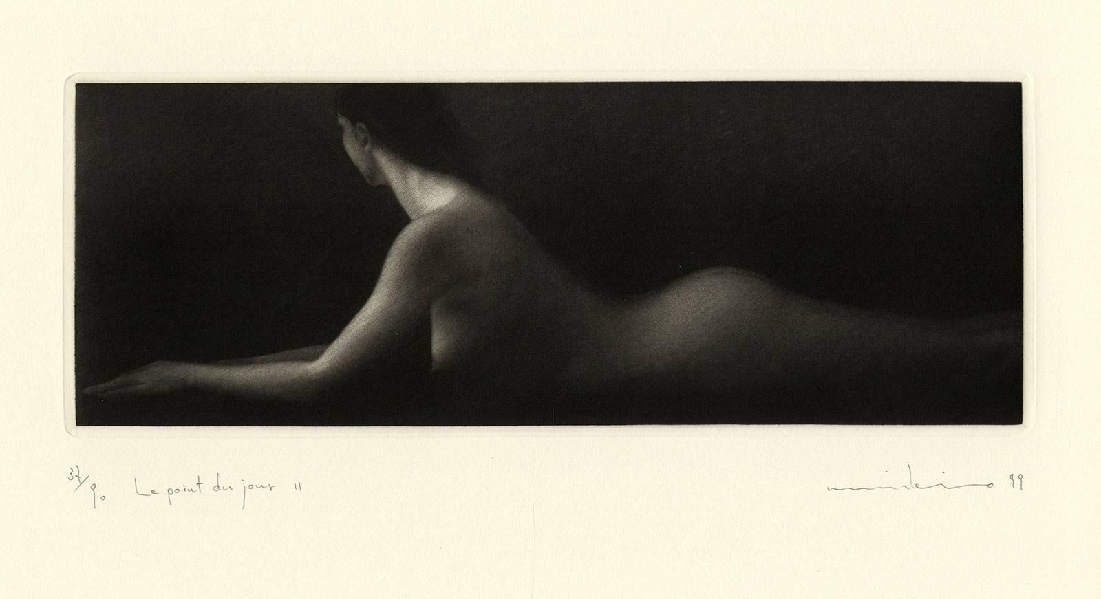 Mikio Watanabe Figurative Print - Le Point du Jour II (A young nude woman in repose at daybreak)