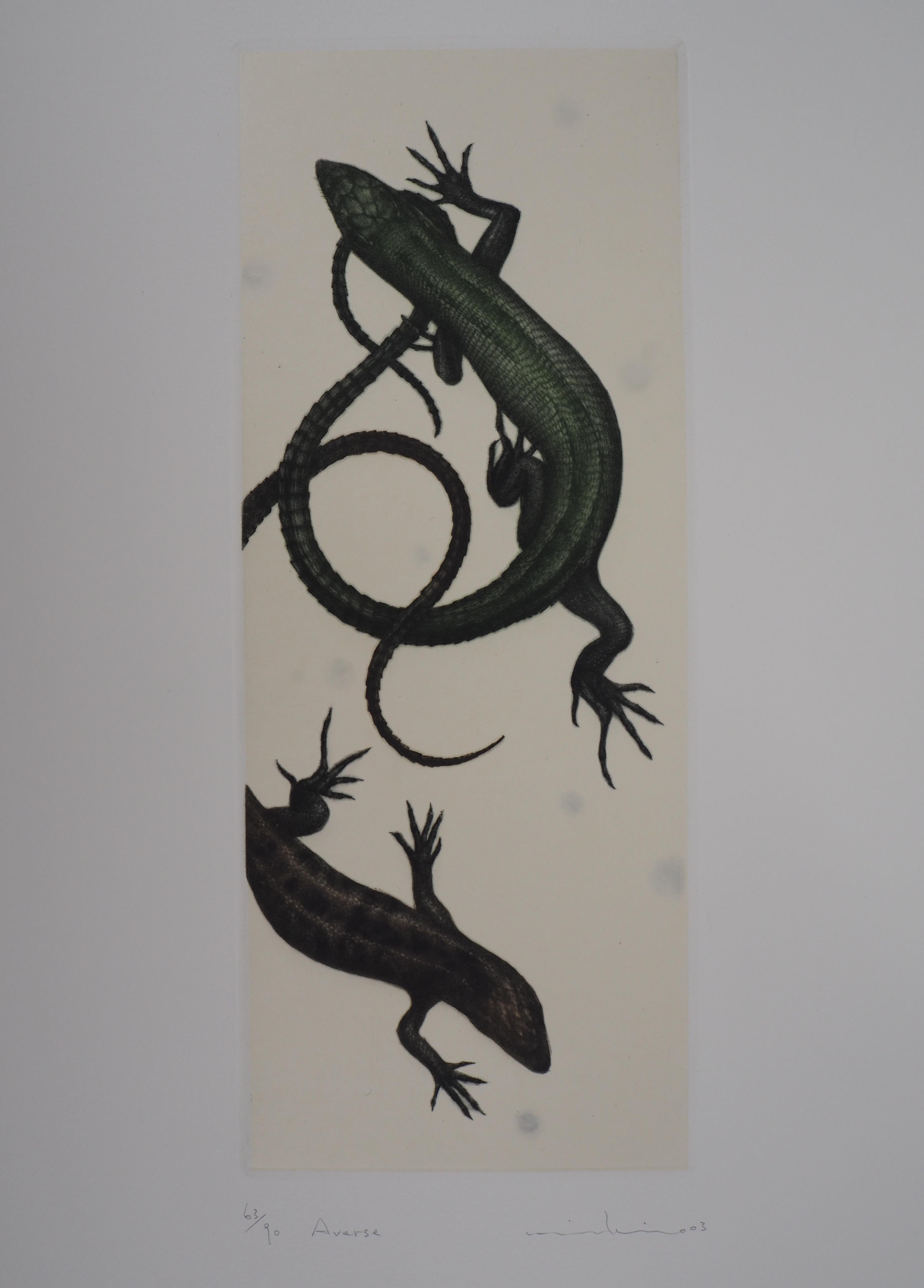 Mikio Watanabe Animal Print - Lizards - Original handsigned etching / 90ex