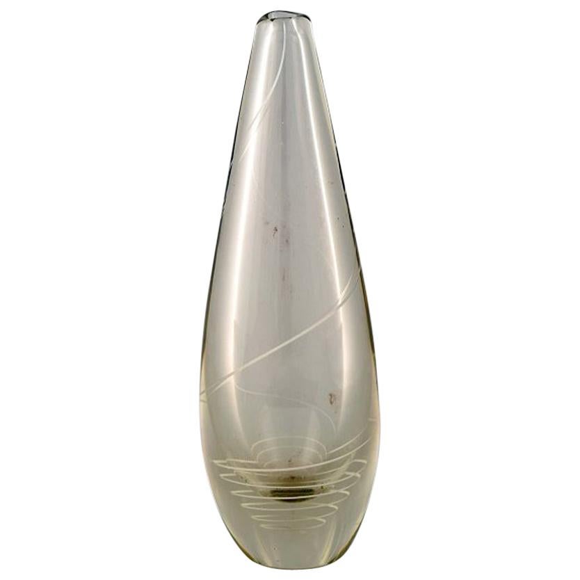 Mikko Helander für Humppila Lasi, Finnisches Kunstglas, spiralförmige verzierte Vase