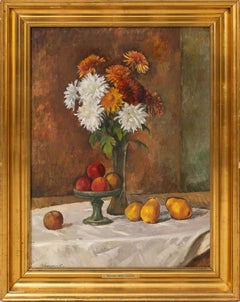 Miklós Bánovszky (1895-1995): Natura morta da tavolo con frutta