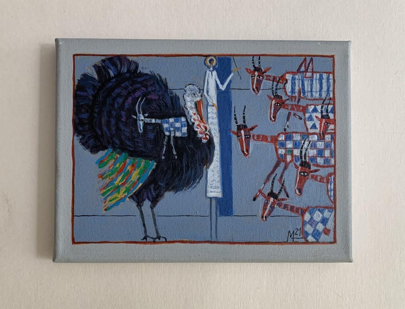Un roi - Peinture acrylique contemporaine, figurative, surréaliste, artiste polonais - Painting de Mikołaj Malesza