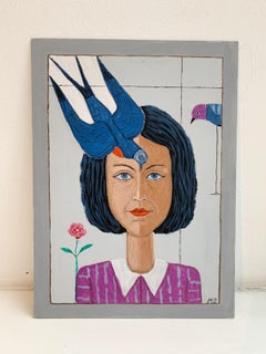 A swallow - Figurative acrylic painting, Colorful, Surrealistic, Polish art