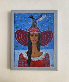 A visitor. Contemporary acrylic Painting, Figurative, Surreal, Polish artist