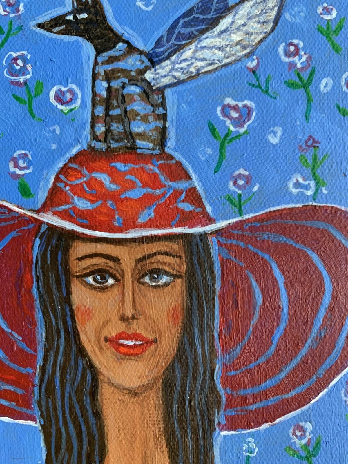 A visitor. Contemporary acrylic Painting, Figurative, Surreal, Polish artist For Sale 1