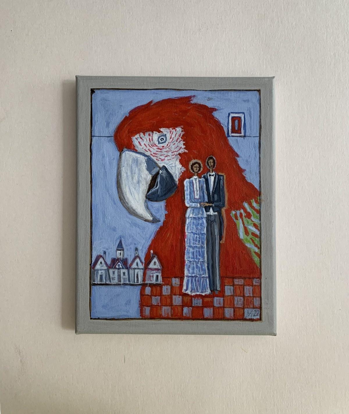 Un témoin. Peinture acrylique contemporaine, Figurative, Surréaliste, Artiste polonais - Painting de Mikołaj Malesza