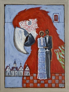 Un testimone. Pittura acrilica contemporanea, Figurativo, Surreale, Artista polacco