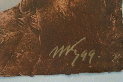 Surrealistisches Intaglio Mischtechnik Monotypie auf handgeschöpftem Papier