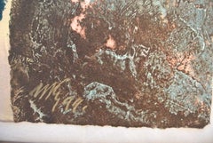 Surrealistisches Intaglio Mischtechnik Monotypie auf handgeschöpftem Papier