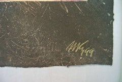 Surrealistisches Intaglio Mischtechnik Monotypie auf handgeschöpftem Papier