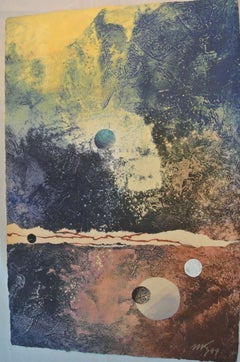 Monotype surréaliste en taille-douce et techniques mixtes sur papier fait main