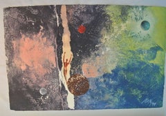 Intaglio surrealista a tecnica mista Monotipo su carta fatta a mano