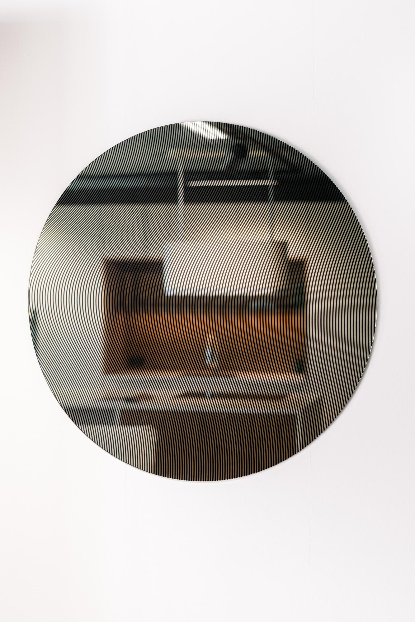 Post-Modern MikusGlass Mitika Op-Art Style Dynamic Wave Mirror, Hand-Silvered For Sale