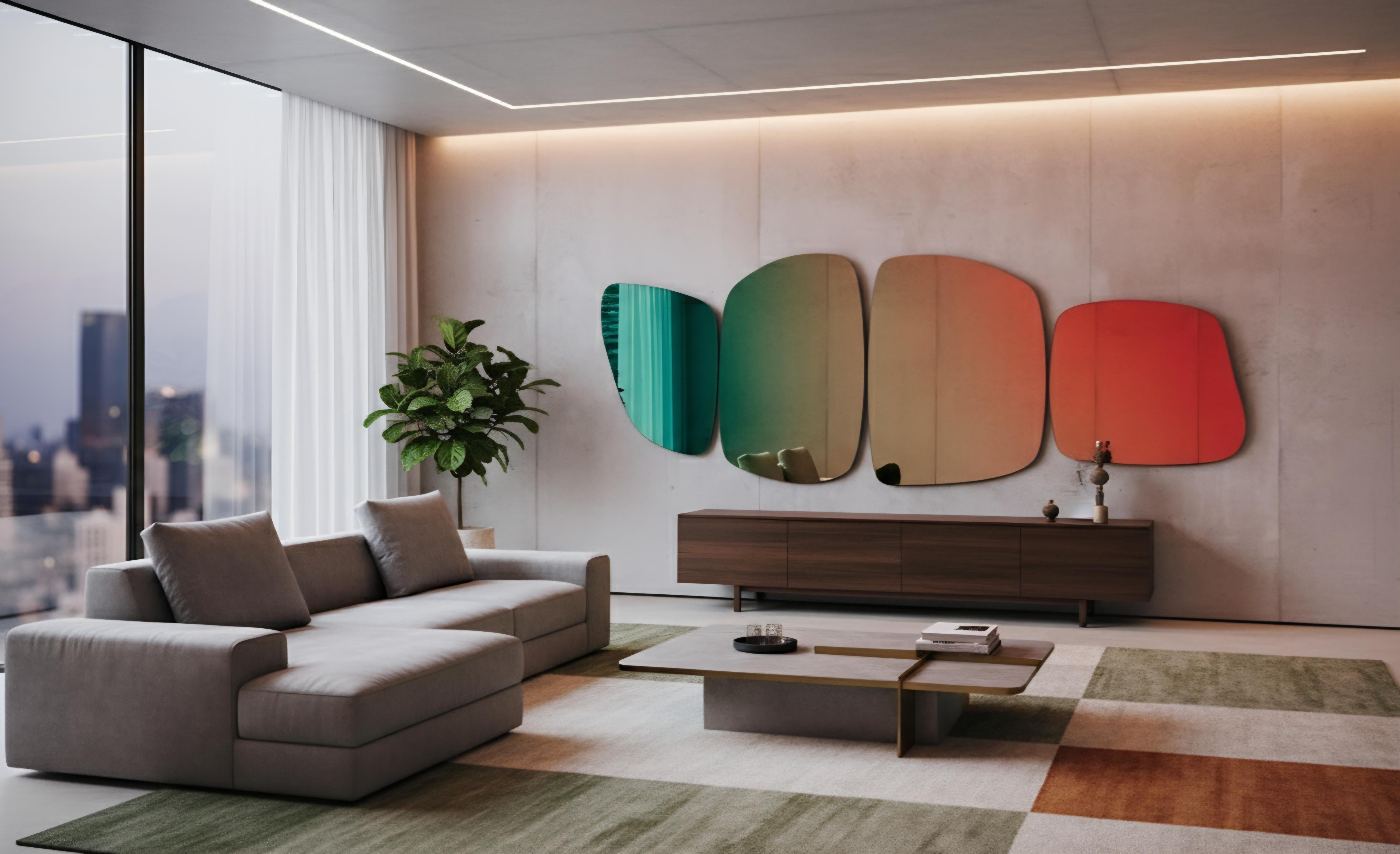 Some objects merely reflect a space. This Mitika Series mirror set, however, is a dynamic work of art that captures and transforms it. This four-piece mirror sculpture transcends traditional functionality, serving as a breathtaking statement piece