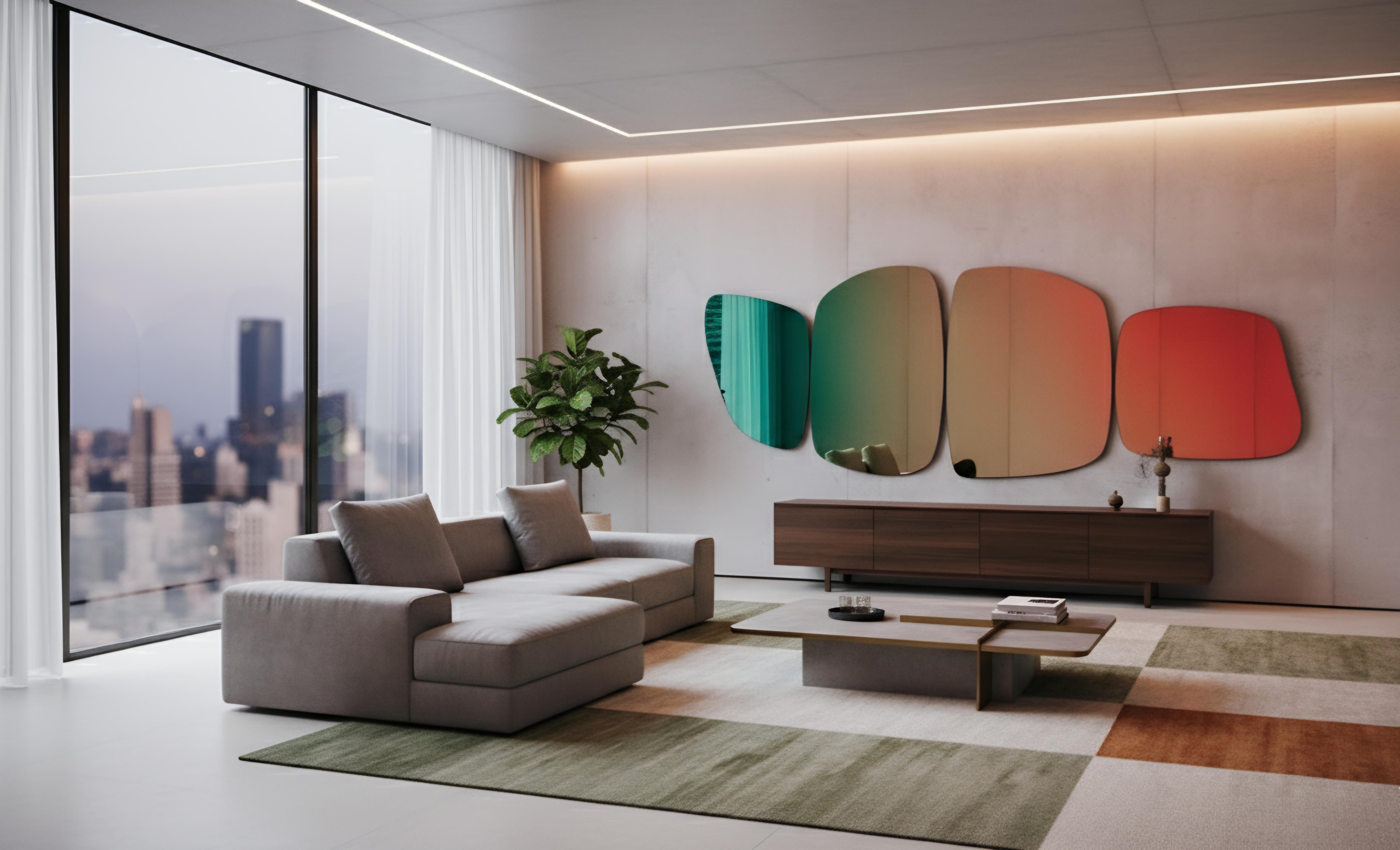 Hand-Crafted MikusGlass Mitika Series Four-Piece Gradient Mirror Set For Sale